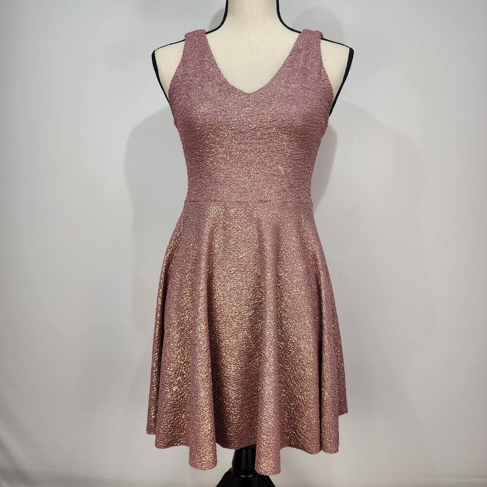 Silence + Noise Sinderella Pink Gold Sparkle Mini Dress M